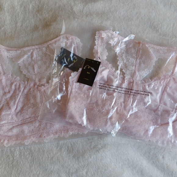 2 Girl's Lace All Over Bralettes - Pink, L (10/12) - Picture 2 of 3